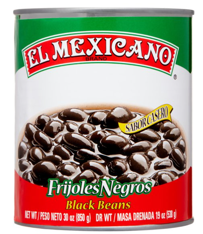 El Mexicano Whole Black Beans Lata 12/29-