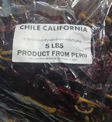Bulk Chile California sin Cabo 5 lb bag/Without stem---China